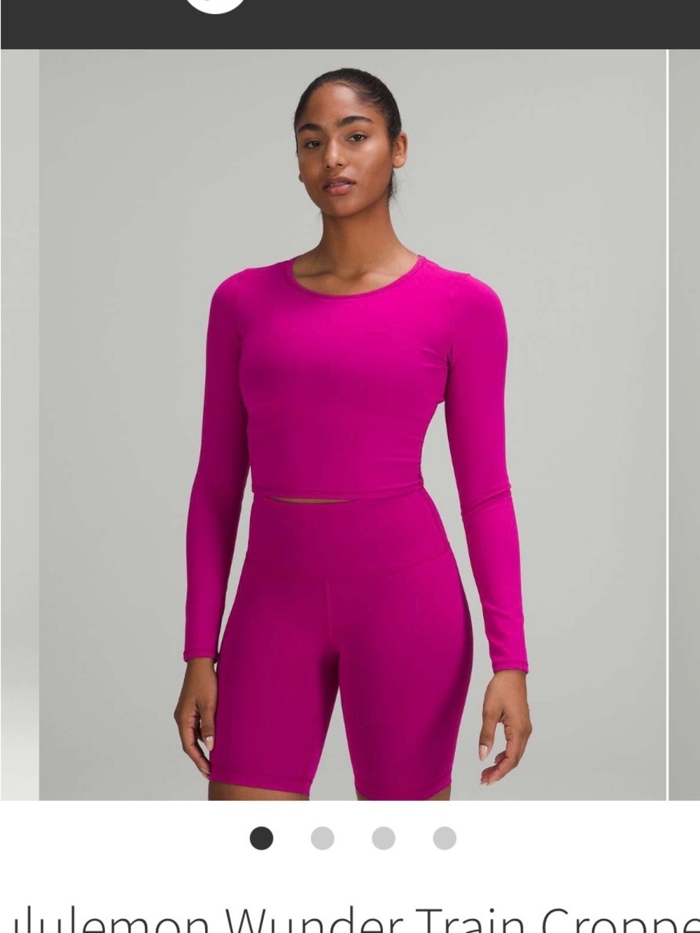 LuluLemon Cropped “Wunder Train” Long Sleeve Top, XS-Small, Ripened Raspberry
